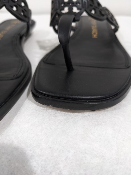 Tory Burch Black Leather Tiny Miller Sandals Size 8M - Picture 7 of 10